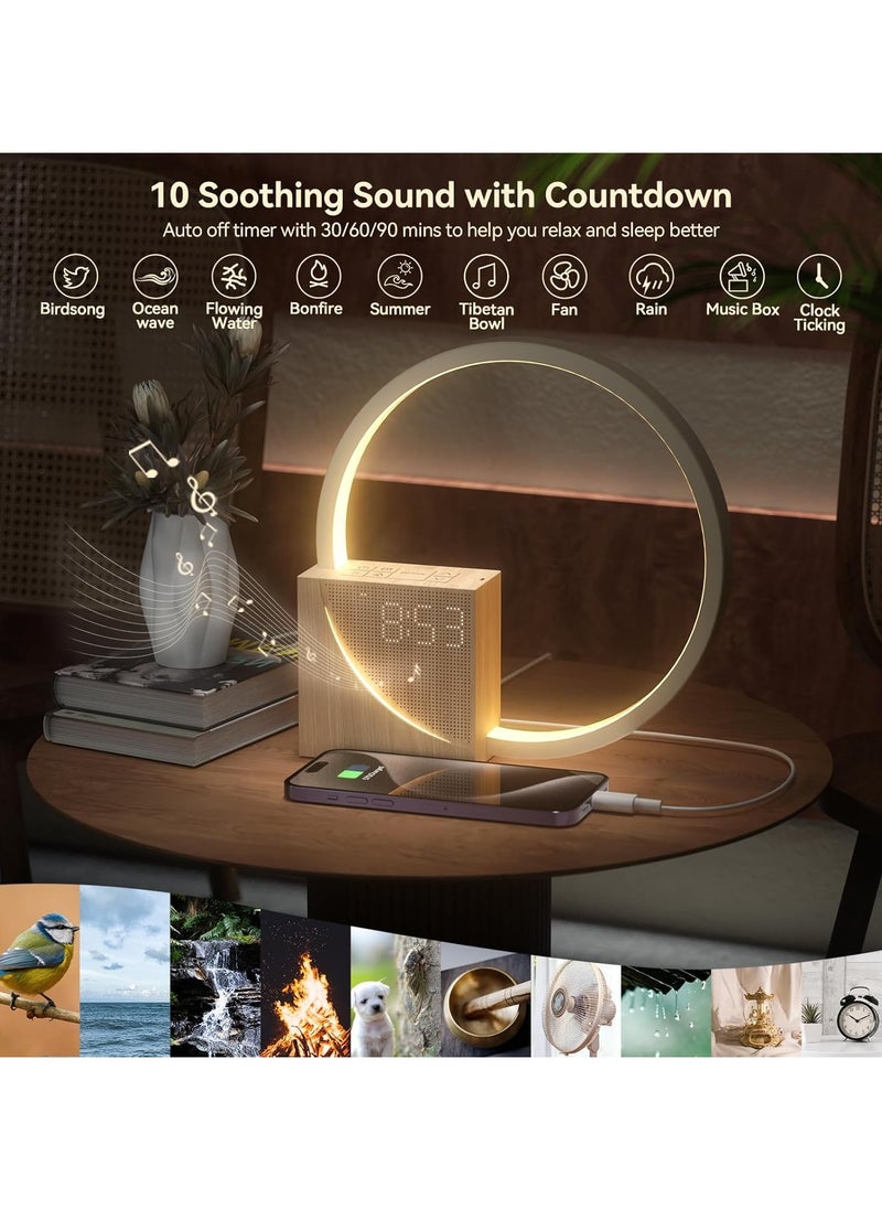 Light - Vivilumens Sunrise Alarm Clock for Heavy Sleepers Adults, Wake-up Light, Sleep Aid 10 White Noise Sound Machines with 30/60/90 Timer, 3 Level Dimmable Touch Table Lamp with Snooze USB Charger Port - Image 1