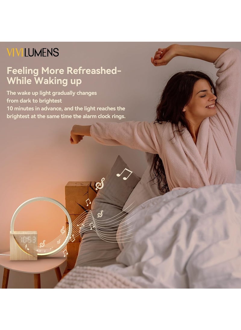 Light - Vivilumens Sunrise Alarm Clock for Heavy Sleepers Adults, Wake-up Light, Sleep Aid 10 White Noise Sound Machines with 30/60/90 Timer, 3 Level Dimmable Touch Table Lamp with Snooze USB Charger Port - Image 1