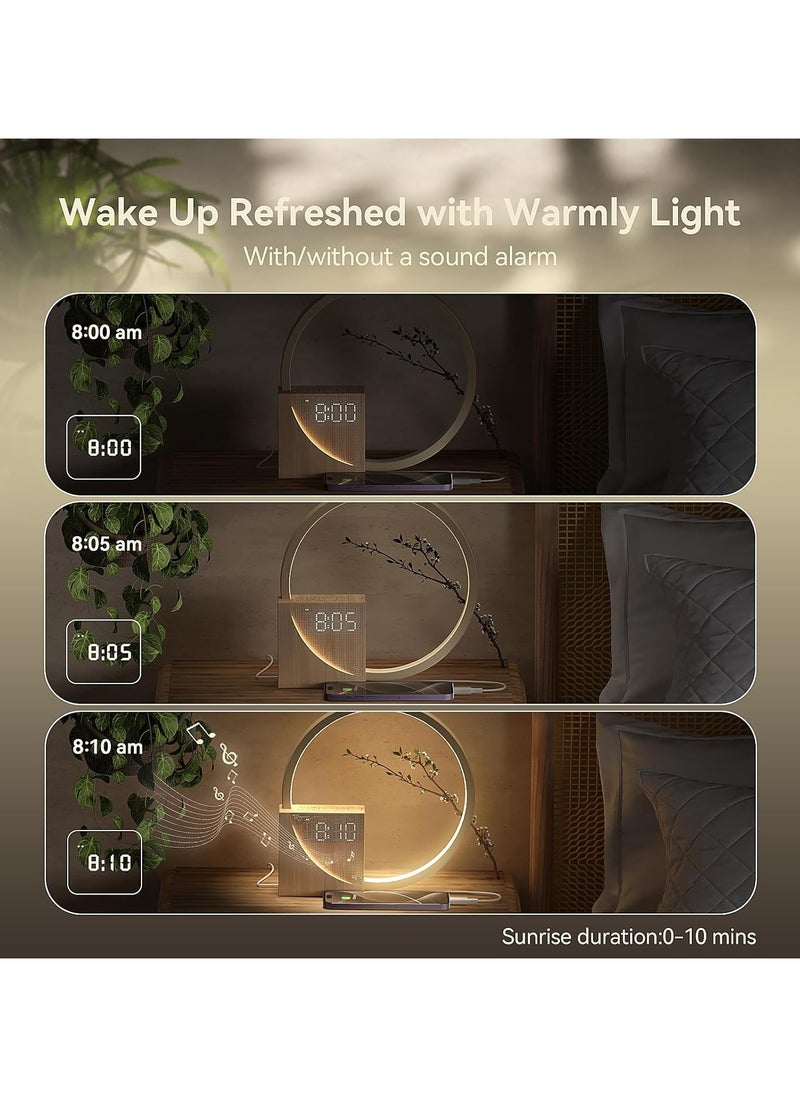 Light - Vivilumens Sunrise Alarm Clock for Heavy Sleepers Adults, Wake-up Light, Sleep Aid 10 White Noise Sound Machines with 30/60/90 Timer, 3 Level Dimmable Touch Table Lamp with Snooze USB Charger Port - Image 1