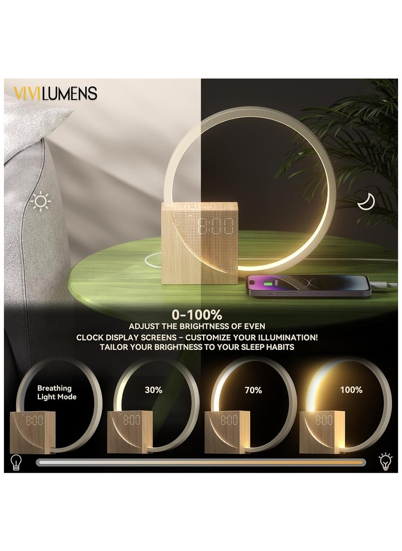 Light - Vivilumens Sunrise Alarm Clock for Heavy Sleepers Adults, Wake-up Light, Sleep Aid 10 White Noise Sound Machines with 30/60/90 Timer, 3 Level Dimmable Touch Table Lamp with Snooze USB Charger Port - Image 1