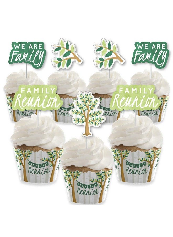 Big Dot of Happiness Big Dot of Happiness Family Tree Reunion - Cupcake Decoration - Gathering Wrappers and Treat Picks Kit - Set of 24  - Image 1
