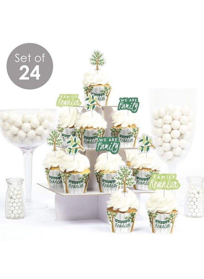Big Dot of Happiness Big Dot of Happiness Family Tree Reunion - Cupcake Decoration - Gathering Wrappers and Treat Picks Kit - Set of 24  - Image 2