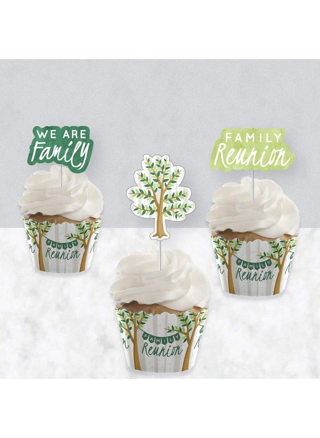 Big Dot of Happiness Big Dot of Happiness Family Tree Reunion - Cupcake Decoration - Gathering Wrappers and Treat Picks Kit - Set of 24  - Image 3