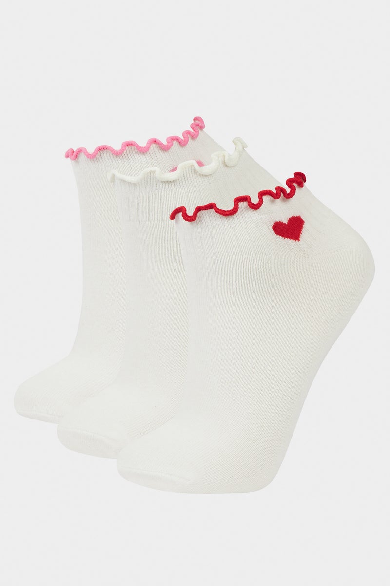 DeFacto Multicolour Woman Woman 3 Piece Cotton Ankle Socks Casual - Image 1