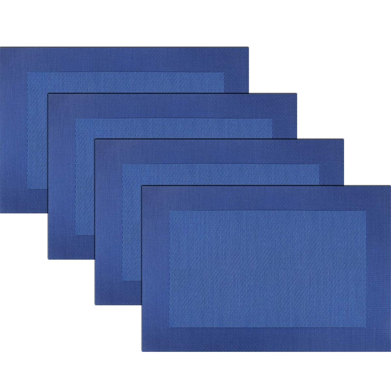 Panda Palm Vinyl Placemats HeatResistant Table Mats Washable Easy Clean Plastic Placemats for Dining Table Set of 4Blue