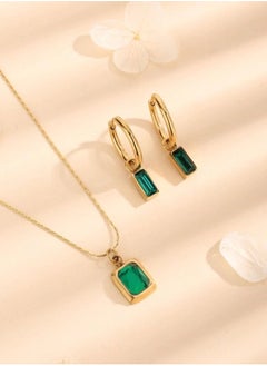 Equal Elegant Stainless Steel Gold Plated Necklace & Earrings Jewellery Set For Women  - Image 1