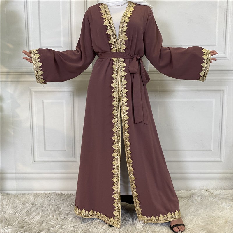 Fashion Embroidered Robe Ethnic Casual Cardigan Long Sleeve Slim Fit Dress 1893 - Image 5