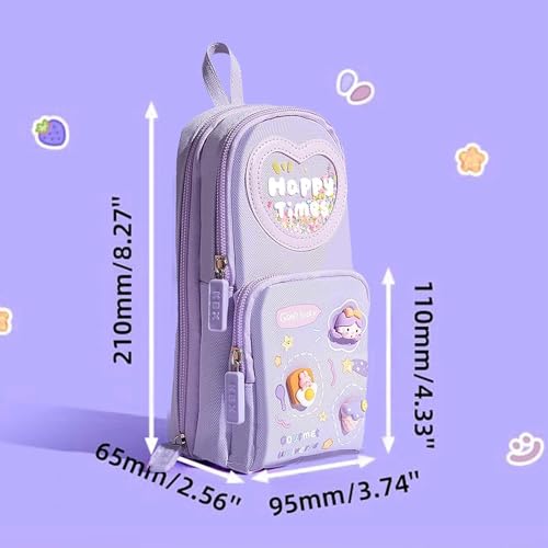 Parssufy Premium Pencil Case 6 Layer with 3 Compartment Cute Aesthetic Pencil Case,Stationery Organizer for School Supplies, Office, and Travel | Ideal Gift for Girls and Art Lovers (Happy-Purple) - Image 5