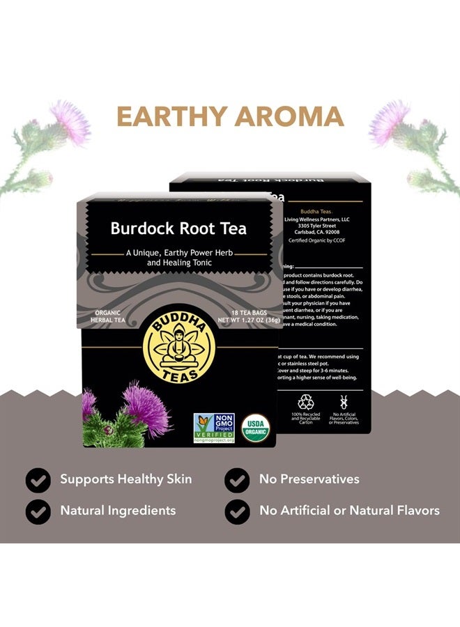 BUDDHA TEAS Burdock Root - Organic Herbal Tea - For Health & Wellbeing - With Antioxidants, Minerals & Vitamin C - Caffeine Free - 100% Kosher & Non-GMO - 18 Tea Bags (Pack of 1) - Image 2