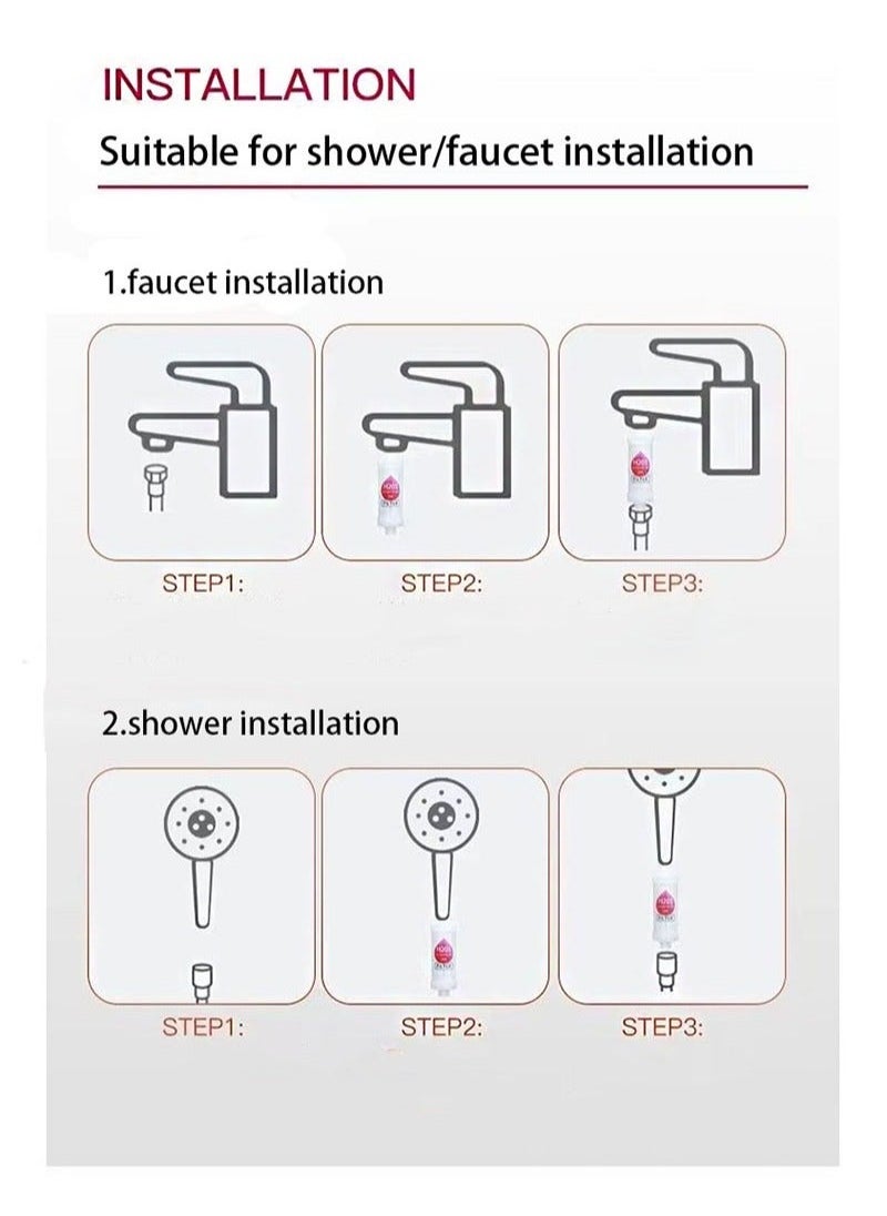 HOMESTAR 2 Pieces Vitamin C Shower Filter, Head Filter for Removing Chlorine Fluoride Deposits，Water Purification with Beads，Helps Dry Skin and Hair Loss，Easy to Install (Lavender + Rose)  - Image 4