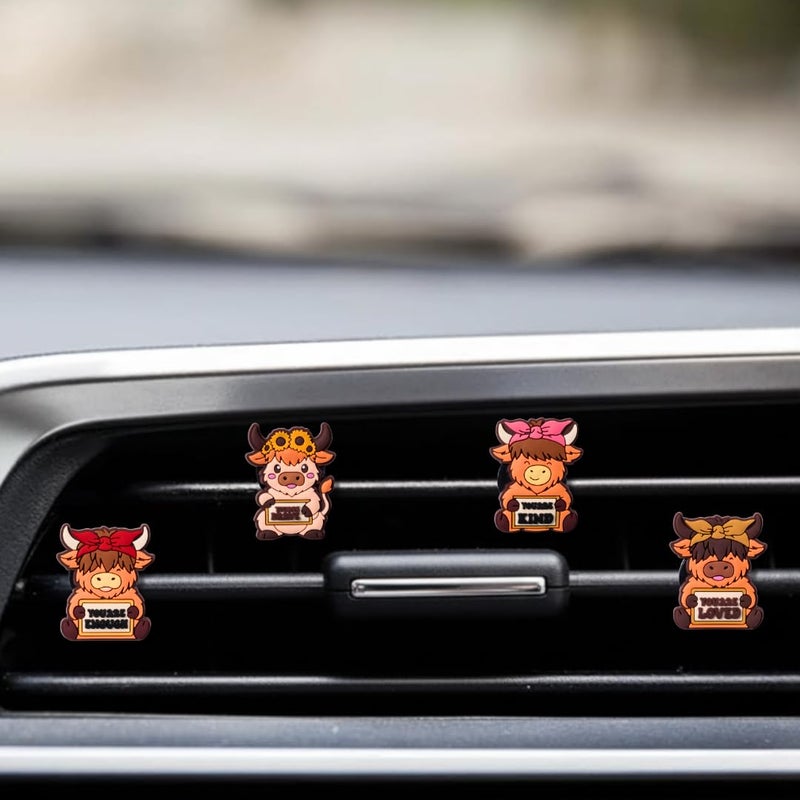 TSIMPLE Highland Cow Car Air Vent Clips Set, Western Air Freshener Car Accessories for Women, Funny Highland Cows Cars Decor, Cow Gift Idea, Cows Cars Decoration - Image 4