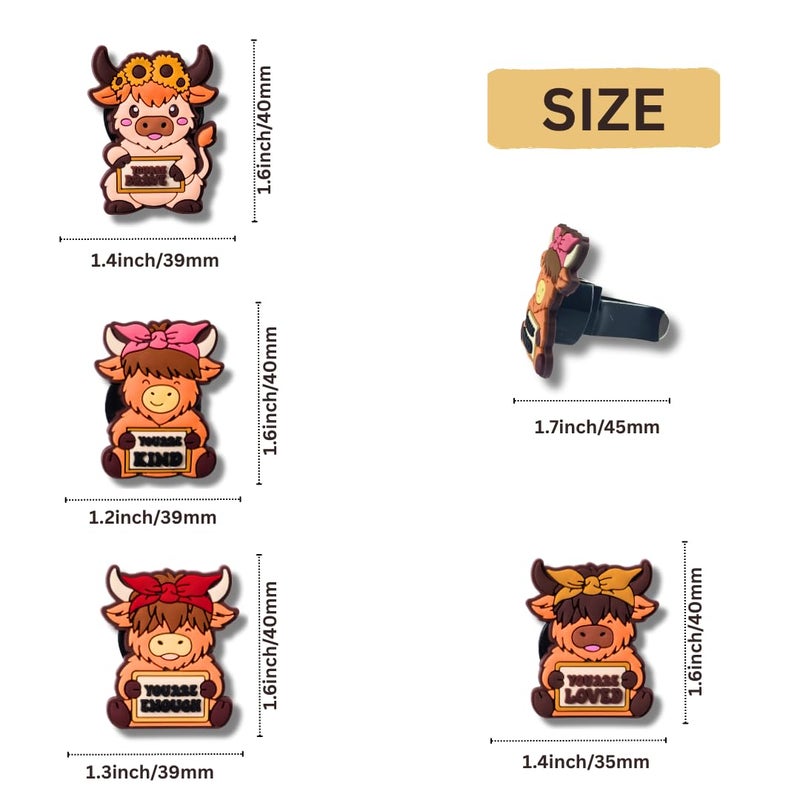 TSIMPLE Highland Cow Car Air Vent Clips Set, Western Air Freshener Car Accessories for Women, Funny Highland Cows Cars Decor, Cow Gift Idea, Cows Cars Decoration - Image 3