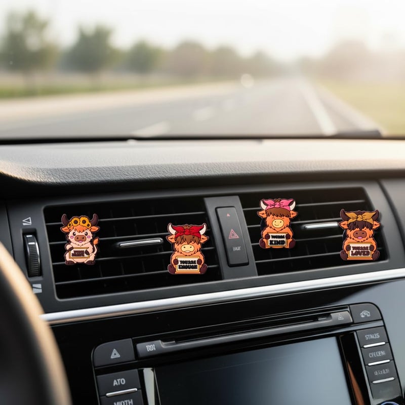 TSIMPLE Highland Cow Car Air Vent Clips Set, Western Air Freshener Car Accessories for Women, Funny Highland Cows Cars Decor, Cow Gift Idea, Cows Cars Decoration - Image 5