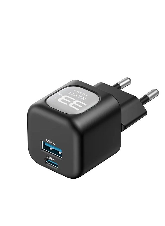 havit mini Charger Wall Charger with GAN technology and PPS 33W from PD +30 W Dual Port Smart Electric PD 3.0 Compatible Laptop with Mobile and Watch model UC230EU - black  - Image 3