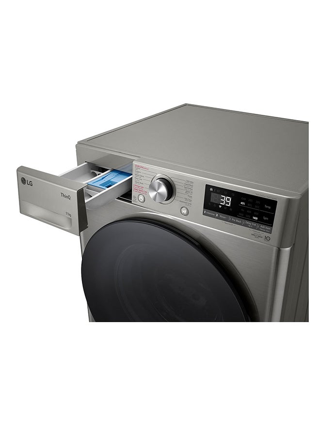 LG 11 Kg Front Load Vivace Washing Machine, AI Direct Drive Motor, Steam, Smart Diagnosis, 1400 RPM, 10 Years Warranty On Motor, Full Stainless Steel Bigger Drum 11 kg F4V5EYLYP Stainless Silver - Image 4