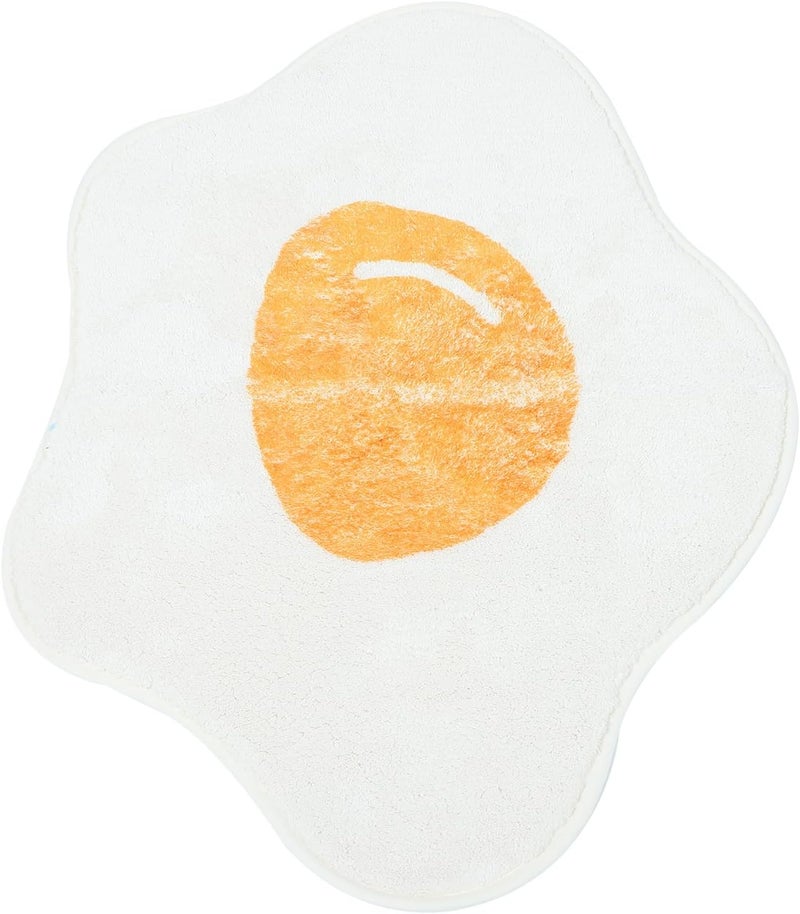 OSALADI Anti-Skid Lambswool Poached Egg Floor Mat Soft Bedroom Rug Machine Washable Non-Slip Carpet for Entryway Dormitory Home Office Cozy Bedside Cushion Cute Cartoon Design - Image 1
