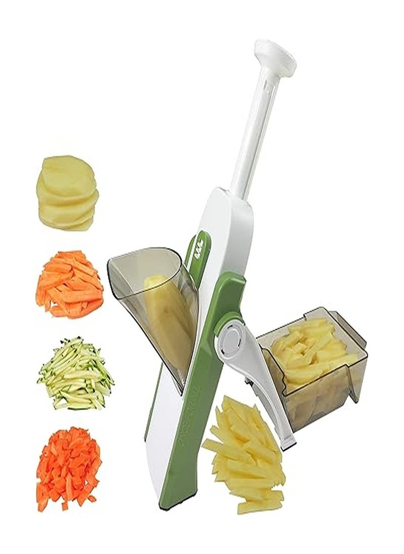 Generic Once for All's Safest Mandoline Vegetable Slicer: 4 Cutting Modes & 40 Thicknesses to Slice, Dice, Chop, Julienne, Chip Veggies, Injury-Free Design, with Container, Brush & 5 Recipe eBooks  - Image 1