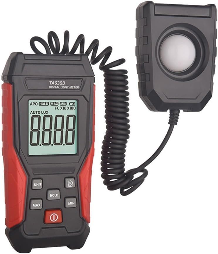 TA630B Digital Luxmeter 0 200000 Lux Range Lux FC Unit Selectable Sensor 120 Degree Angle - Image 1