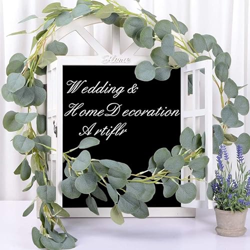 Tdas Artificial Eucalyptus Garland Plant Leaves Hanging Flower Home Décor Faux Silk Leaf Silver Dollar Vines Handmade Greenery Wedding Backdrop Indoor Outdoor Arch Wall Decoration - 1 Pc (Green) - Image 3