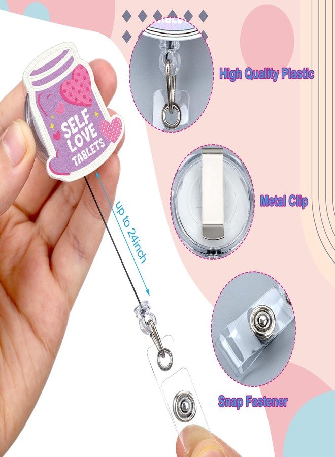 Ferreve 16 Pcs Badge Reel Holder Funny Badge Reels Retractable Mental Health Badge Reel Nurse Badge Clip Badge Reel Holder for Nursing Doctor Medical Office Worker Teacher Student Name Tag Card - Image 3