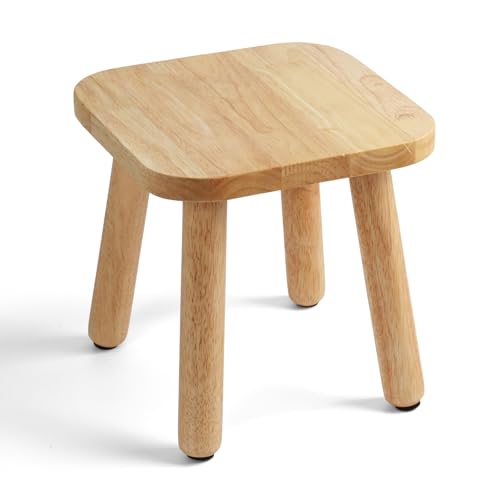 Slirike Solid Wood Step Stool 93 300lbs Capacity Plant Stand Indoor Smal Stools to Sit on MultiUse Footstool for BathroomBedroomKitchenNatural Color - Image 1