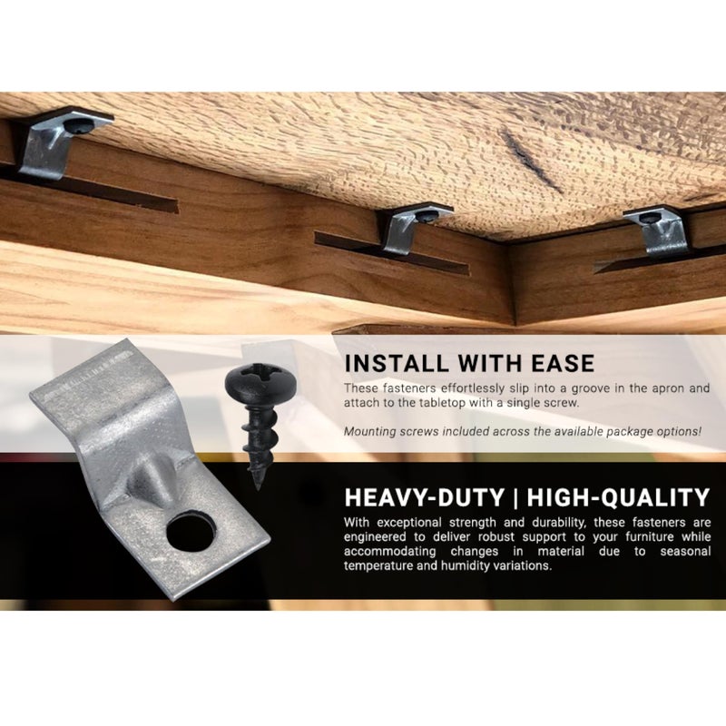 ROK 20 Pack Rok Hardware 14 Gauge Table Top Fasteners with Screws, Steel Z Clip Tabletop Connectors, ROKSTBFAST  - Image 3