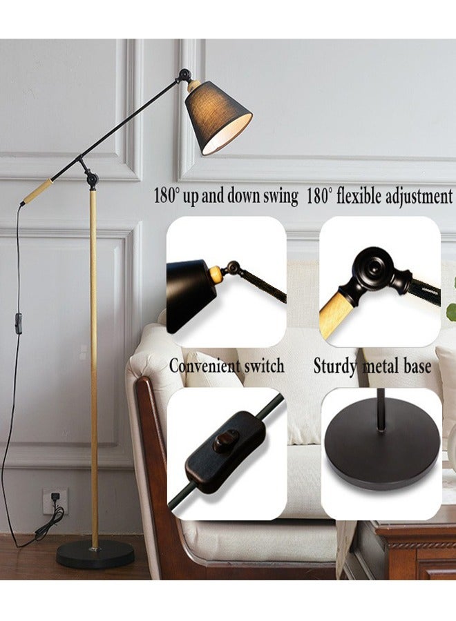 نجوى مصباح أرضي بسيط قائم لغرفة المعيشة، مصباح أرضي نورديك أرضي، مصباح أرضي قابل للتعديل برأس مصباح قابل للتعديل بجانب السرير مصباح قراءة أرضي منزلي - Image 2