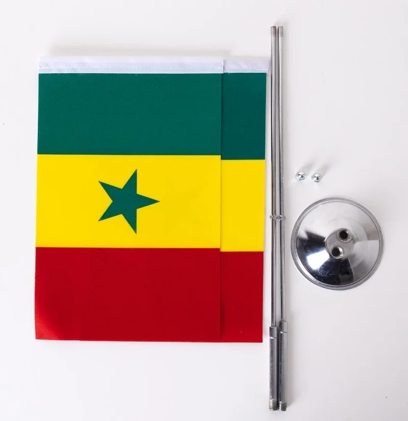 ZC Bayrak Zc Flag Senegal Set of 2 Table Flag Satin Fabric Digital Printing 15x22,5 cm