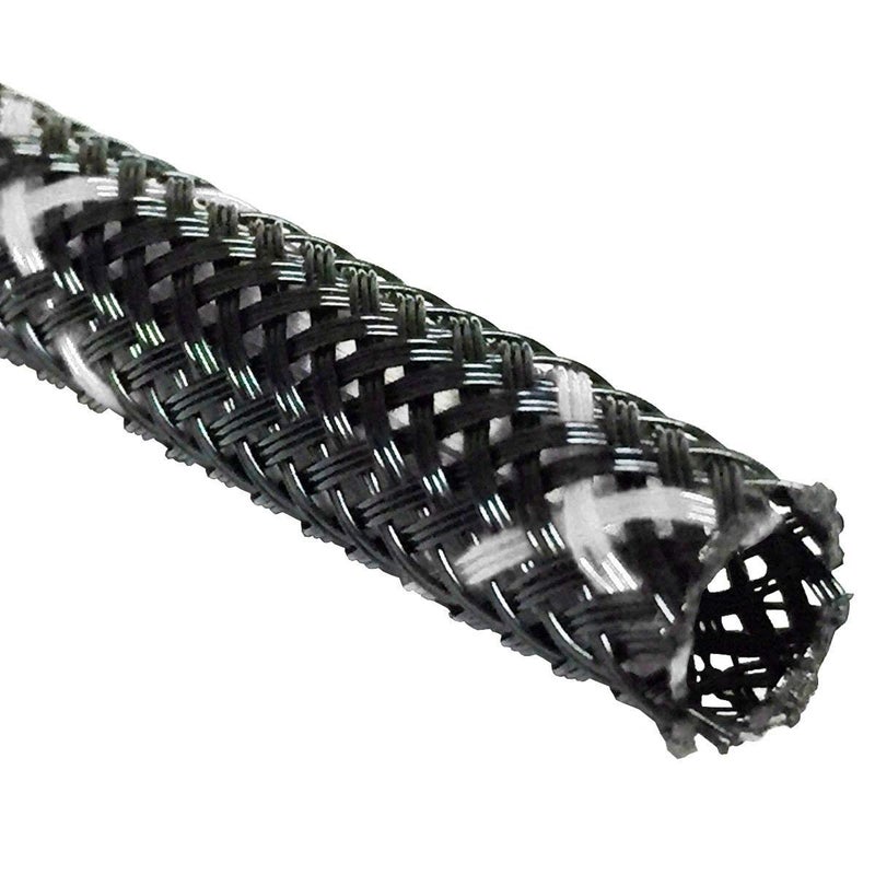 Electriduct 1/4" PET High Flame Retardant Expandable Braided Flexible Cable Sleeve - Black w/White Tracer - 25 Feet - Image 5