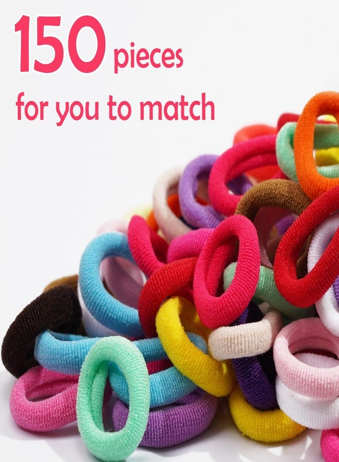 BBGifts Cotton Baby Hair Ties for Toddler Girls and Kids, 150PCS Infant Seamless Hair Accessories, Elastic Ponytail Holders (1 Inch and Assorted Colors) - Image 4