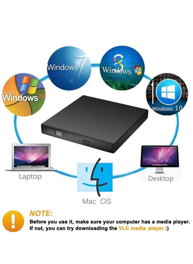 Ntech USB 2.0 External Portable CD-RW DVD Rom Combo Burner Drive for Laptop (Black)