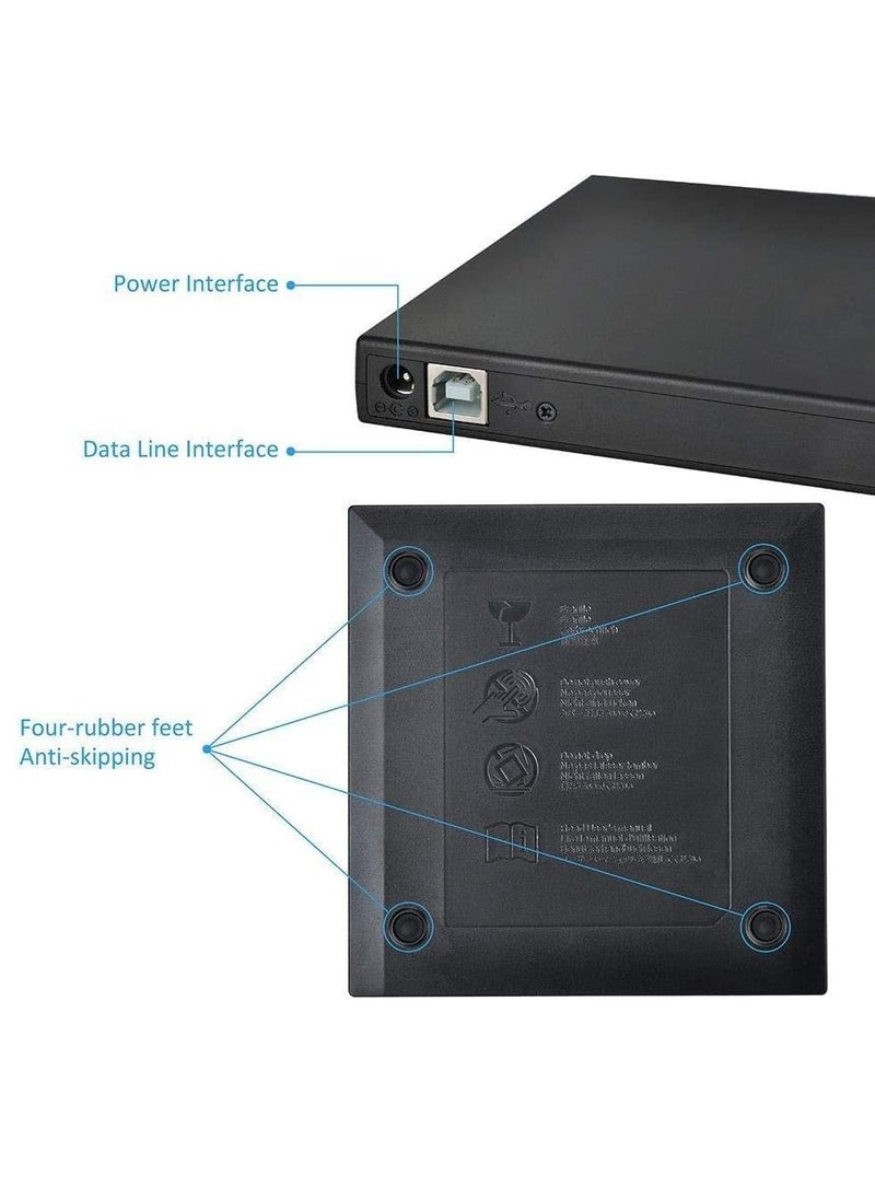 Ntech USB 2.0 External Portable CD-RW DVD Rom Combo Burner Drive for Laptop (Black)