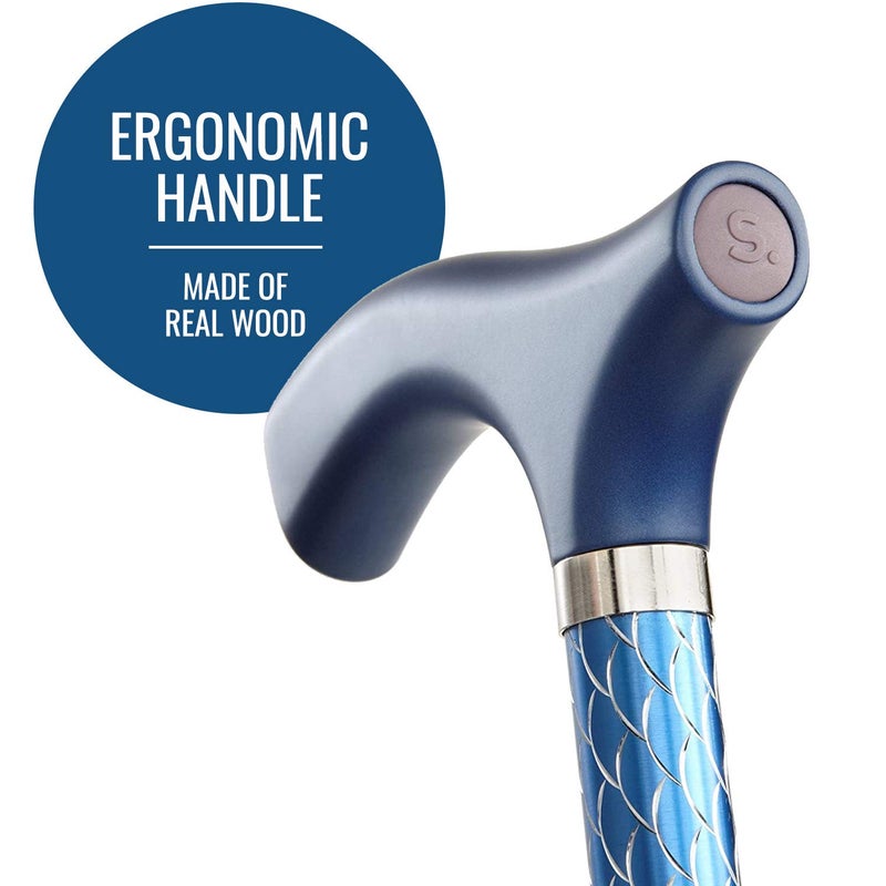 Switch Sticks Walking Cane for Men or Women, Foldable and Adjustable from 32-37 Inches, FSA and HSA Eligible, Engraved Azure - Image 3