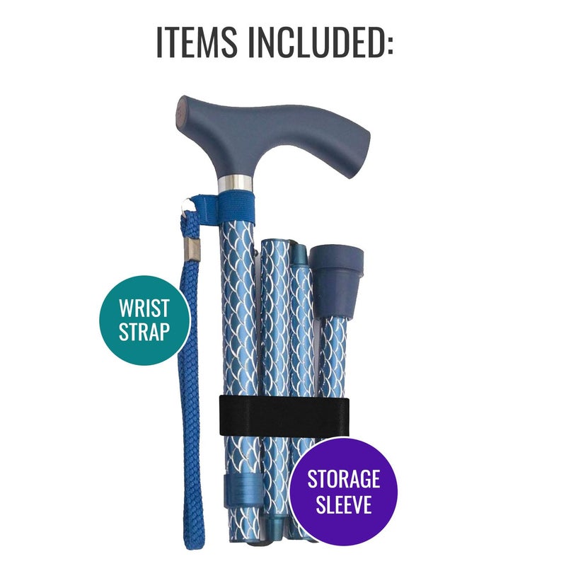 Switch Sticks Walking Cane for Men or Women, Foldable and Adjustable from 32-37 Inches, FSA and HSA Eligible, Engraved Azure - Image 5
