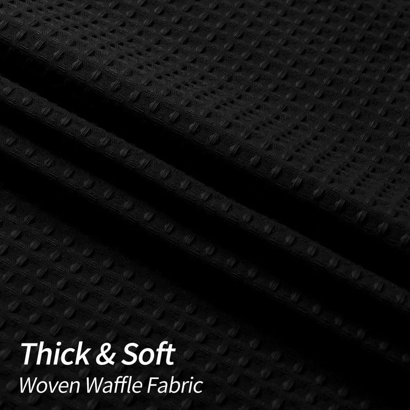 MitoVilla Waffle Black Shower Curtain Liner 72 x 78, Fabric Long Shower Curtain Set, Modern Farmhouse Shower Curtain for Bathroom Decor, Luxury Hotel Cloth Shower Curtains 78 inch Long - Image 3