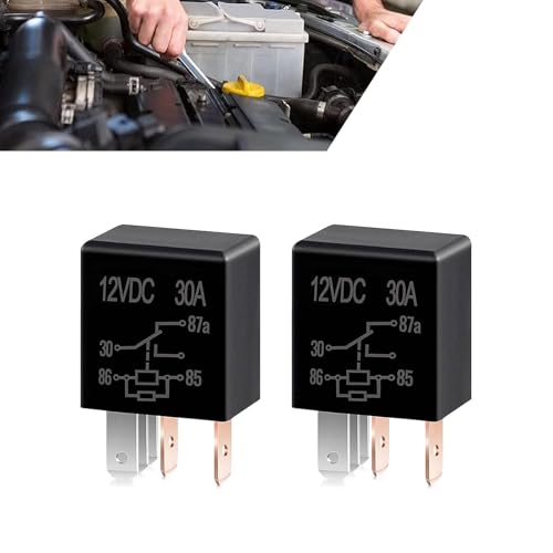 yorpyep 4 PCS 5 Pin Relay DC 12 V 30 A MultiPurpose Oil Pump Air Conditioning Fan Relay Heavy Duty Accessories Waterproof Housing Plug and Play Motor Replacement for Most Cars Trucks Black - Image 1