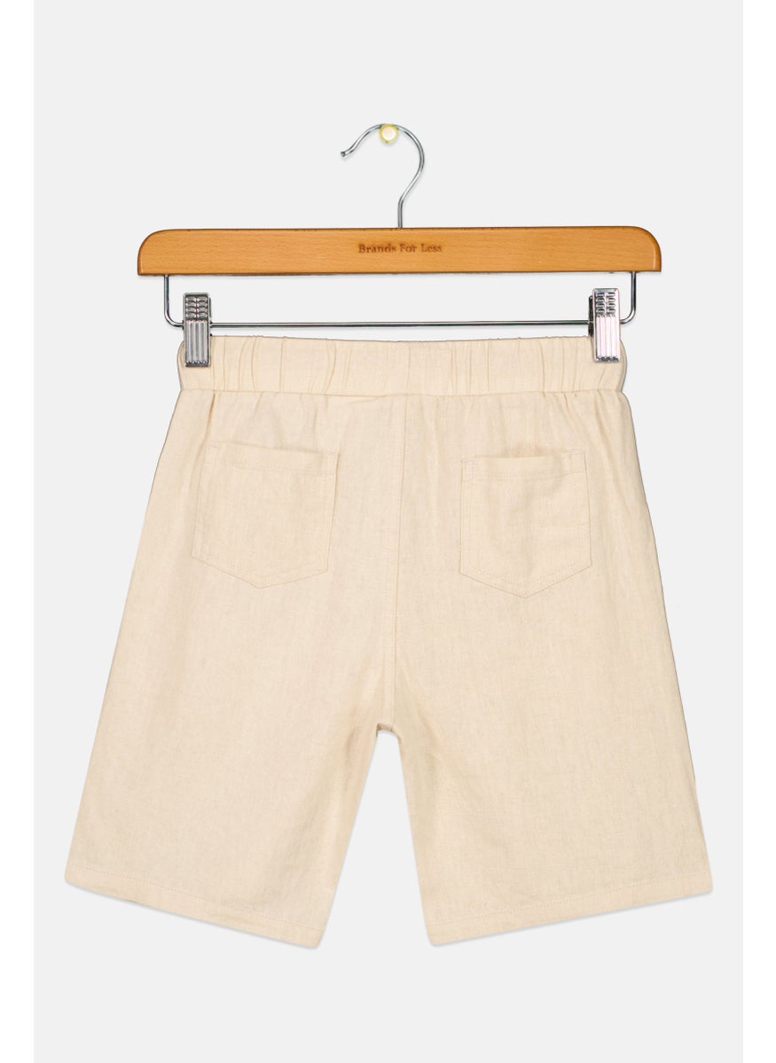 Andy & Evan Kids Boy Drawstring Plain Short, Beige  - Image 2