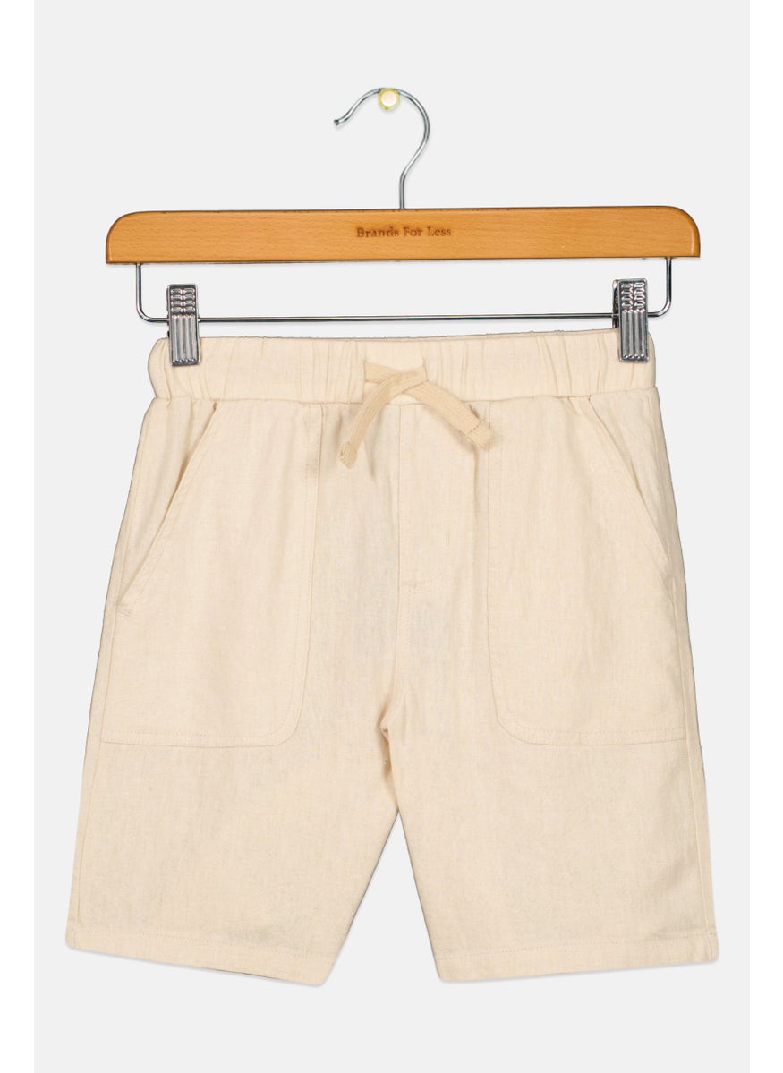 Andy & Evan Kids Boy Drawstring Plain Short, Beige  - Image 1