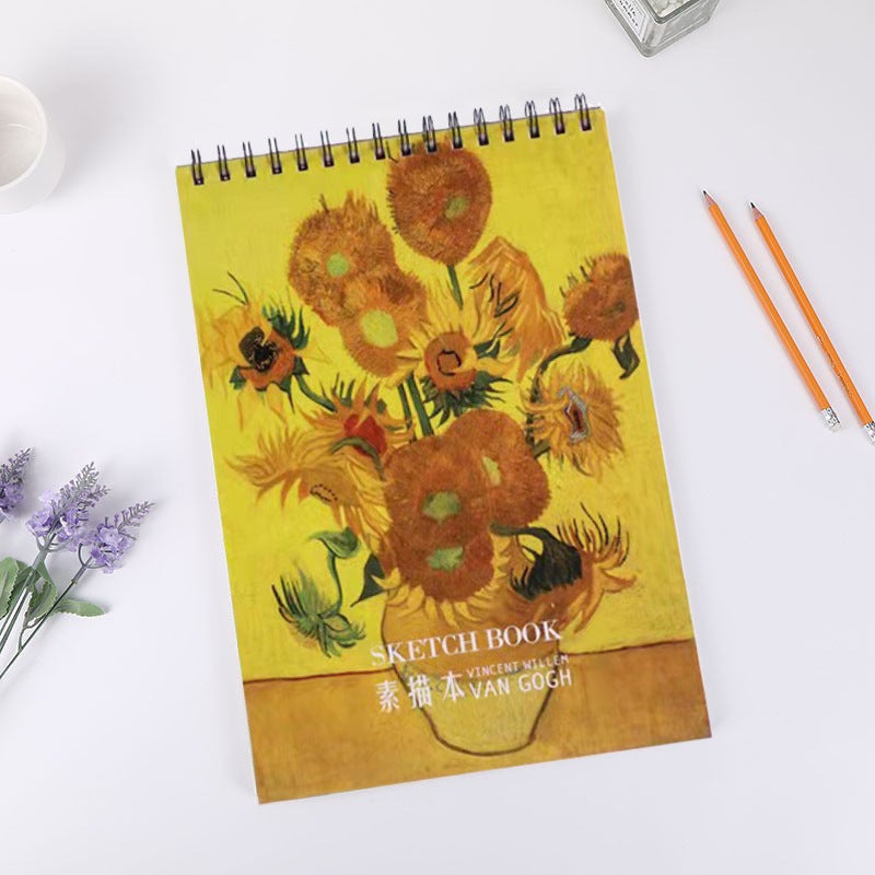 Van Gogh A4A3 Paper Oil Painting Sketch Book Simple Hand Painting Sketch Book Abstract Painting Color Lead Art Coil Book - Image 1