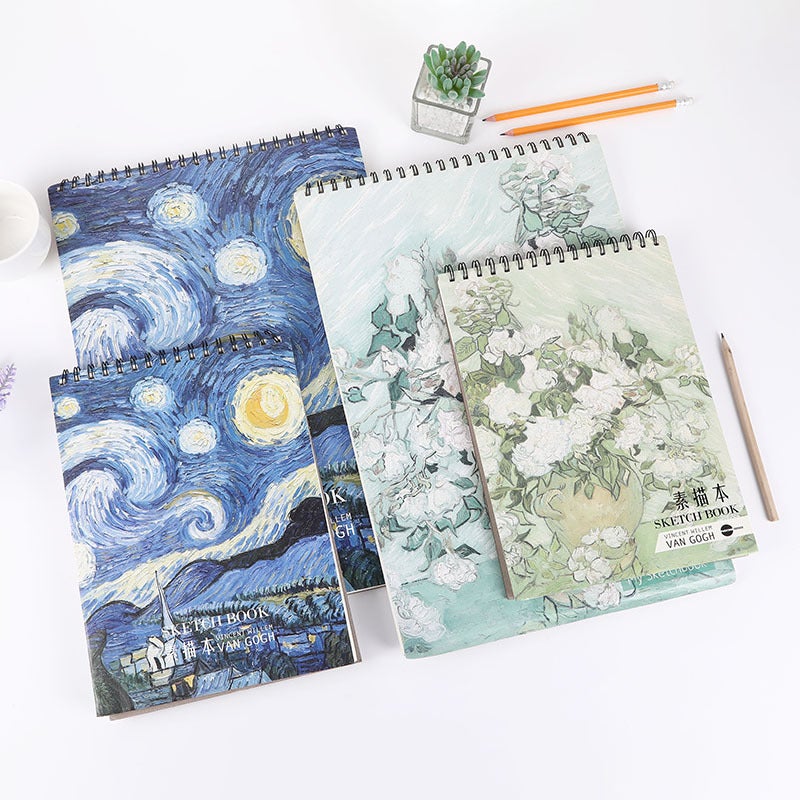 Van Gogh A4A3 Paper Oil Painting Sketch Book Simple Hand Painting Sketch Book Abstract Painting Color Lead Art Coil Book - Image 2