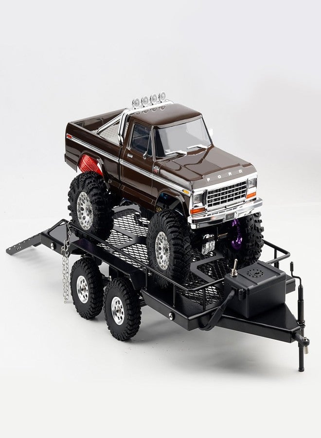 DJX RC Trailer Metal Hitch Mount Trailer with Led Light for TRX-4M FCX18 F150 Redcat Ascent18 HPI Venture-18 SCX24 AX24 FCX24 Etc 1/18 1/24 Upgrades Parts Accessories - Image 4