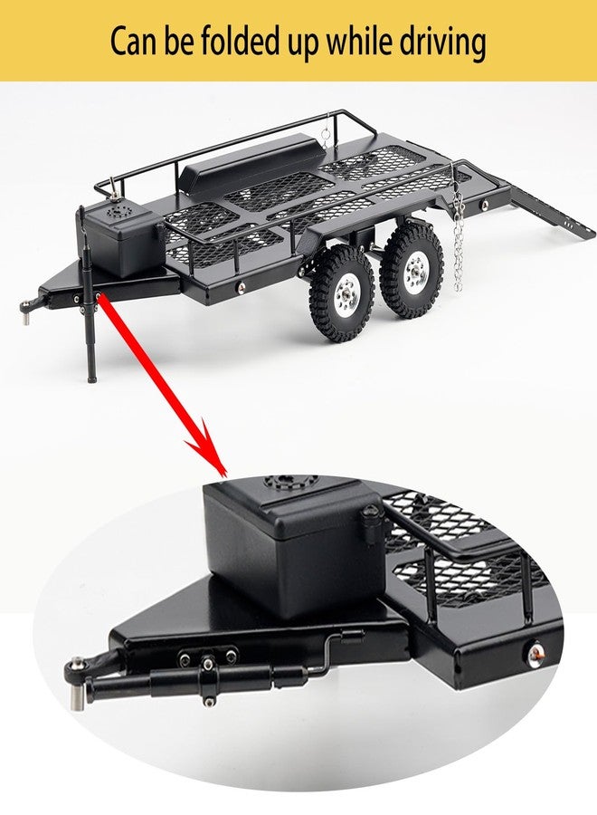 DJX RC Trailer Metal Hitch Mount Trailer with Led Light for TRX-4M FCX18 F150 Redcat Ascent18 HPI Venture-18 SCX24 AX24 FCX24 Etc 1/18 1/24 Upgrades Parts Accessories - Image 2