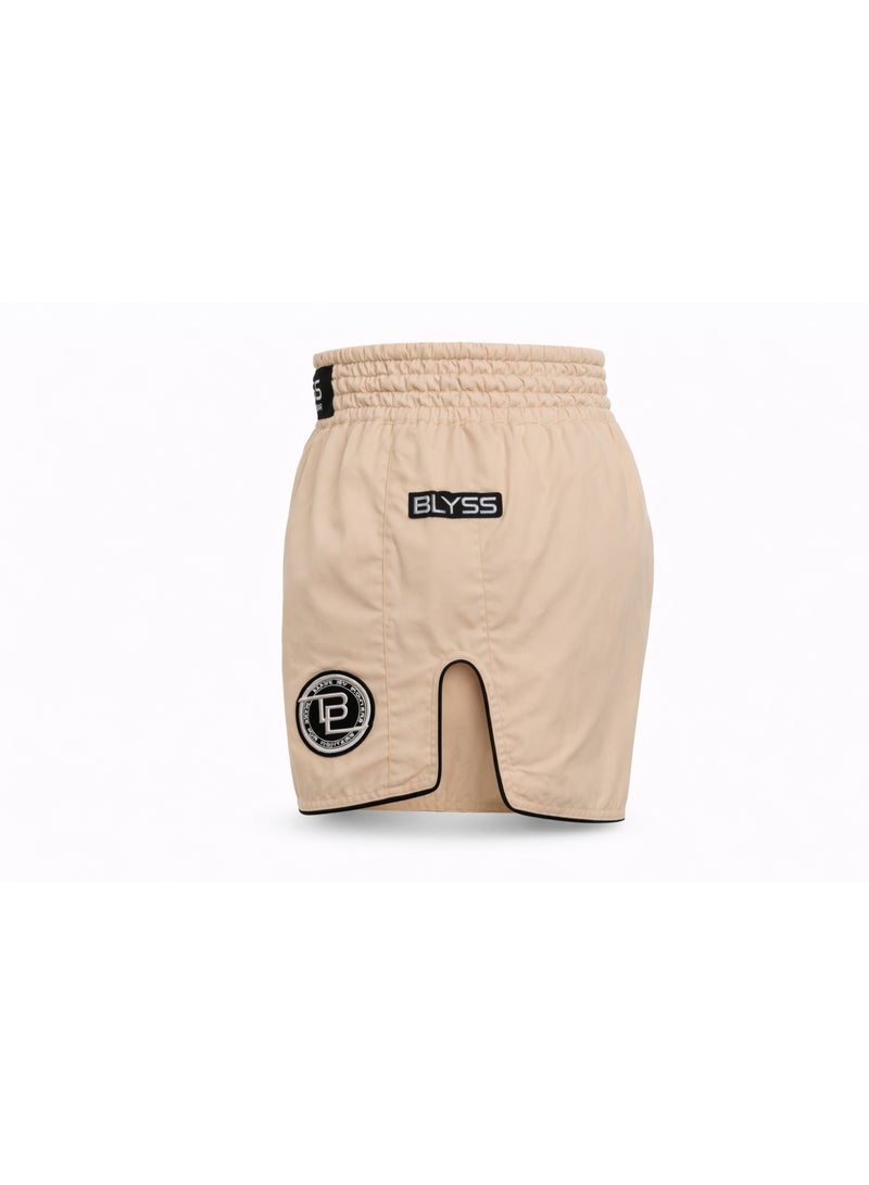 BLYSS Performance Gear Muay Thai Shorts PULSE Beige - Image 4