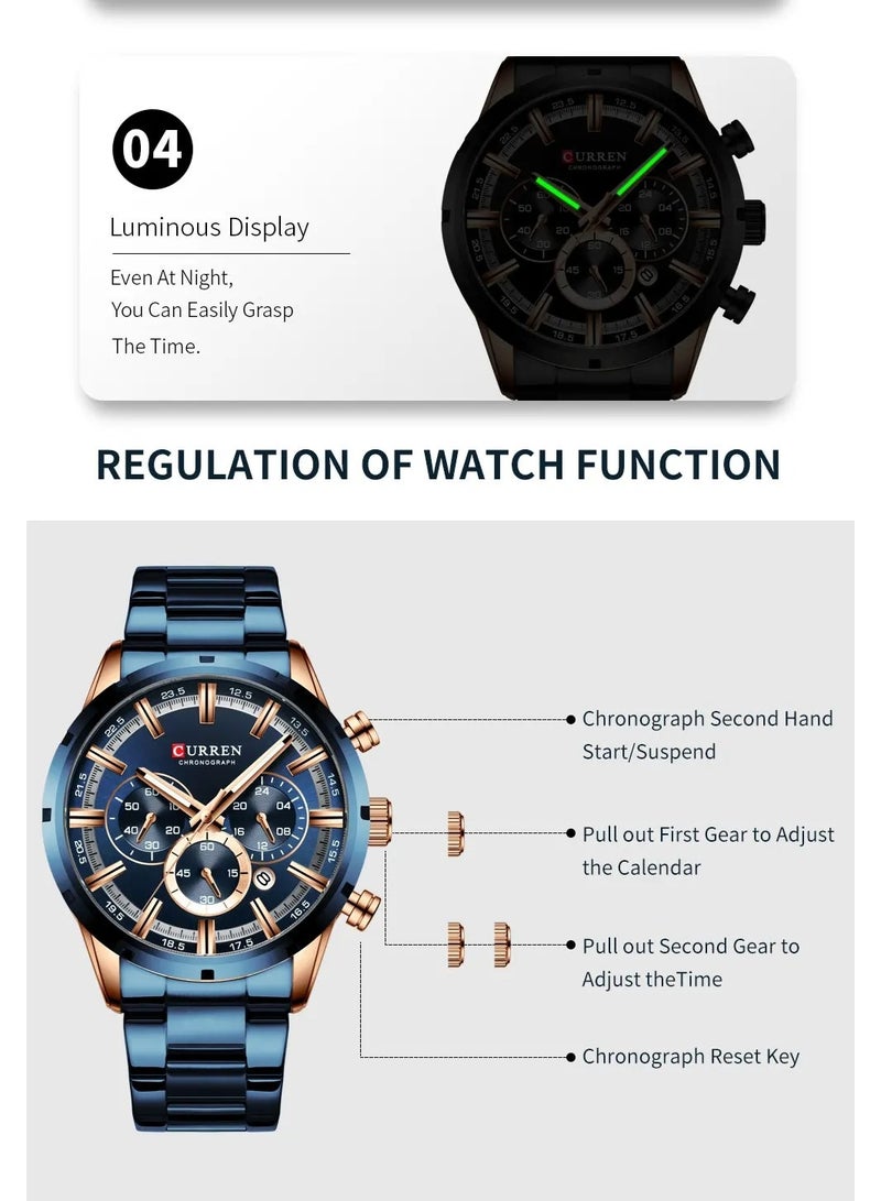 CURREN CURREN Hot Fashion Mens Watches Top Brand Luxury Wrist Watch Quartz Clock Watch Men Waterproof Chronograph  - Image 5