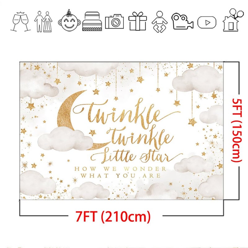 Mocsicka Twinkle Twinkle Little Star Backdrop 7x5ft Beige Gender Reveal Boy or Girl Party Background Decorations Cloud Moon Baby Shower Decorations Photoshoot Backdrops - Image 5