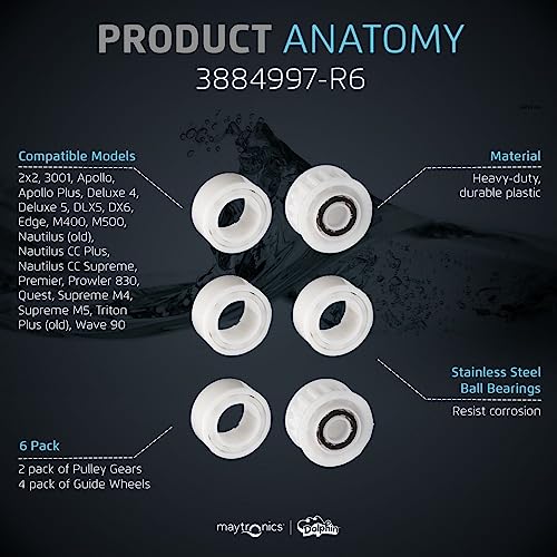 Dolphin Genuine Replacement Part — Guide Wheels (4PK) with 2 Pulley Gears — 3884997-R6 - Image 4