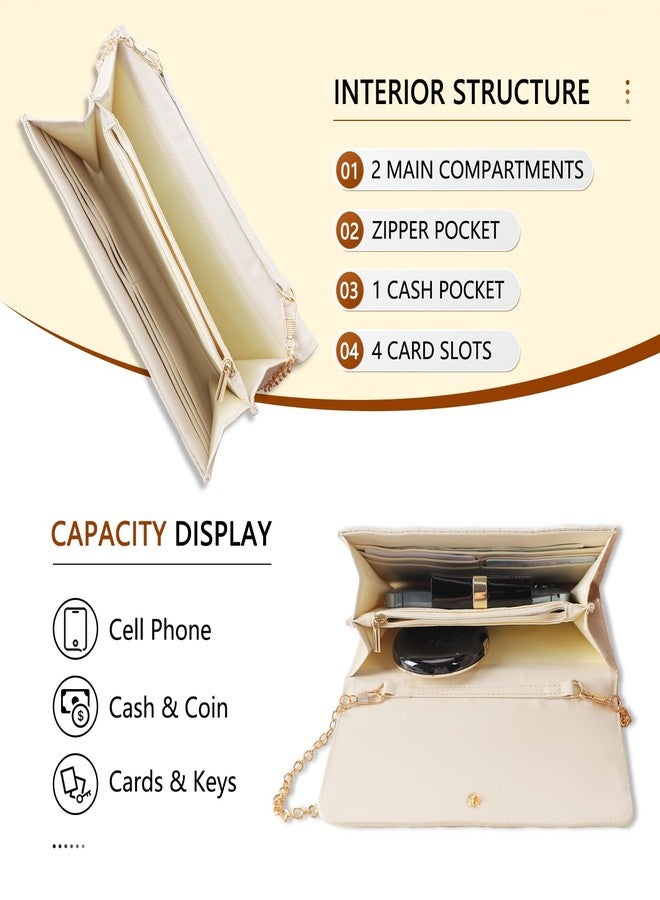 U+U Crossbody Bags for Women, Handbags Cell Phone Wallet Small Purse with Credit Card Slots and Removebale Chain, Beige, Simple and Versatile Style - Image 4