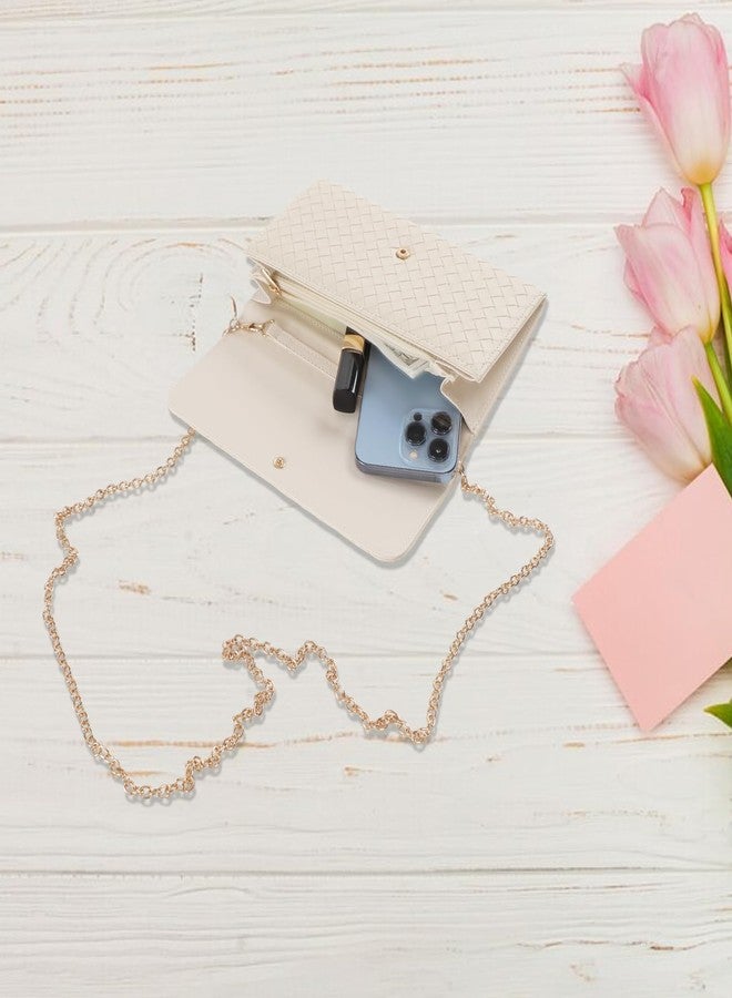 U+U Crossbody Bags for Women, Handbags Cell Phone Wallet Small Purse with Credit Card Slots and Removebale Chain, Beige, Simple and Versatile Style - Image 2