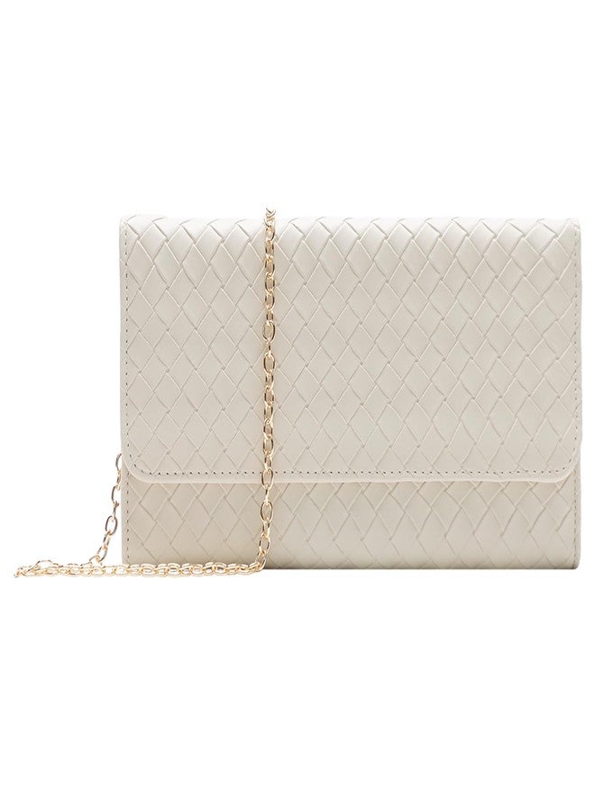 U+U Crossbody Bags for Women, Handbags Cell Phone Wallet Small Purse with Credit Card Slots and Removebale Chain, Beige, Simple and Versatile Style - Image 1