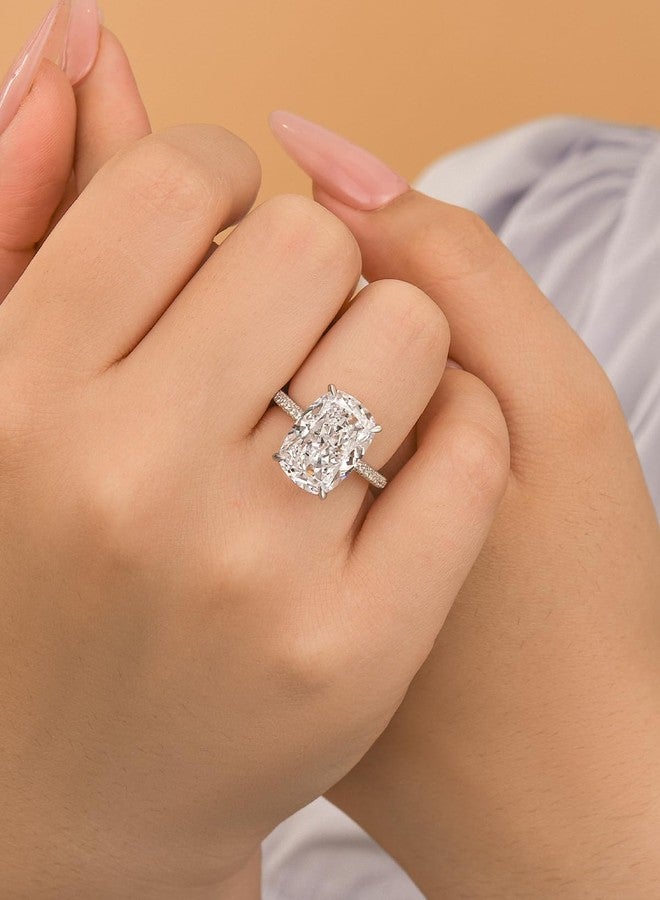 RODIFFY 4CT/7CT Elongated Cushion Cut Engagement Ring for Women, S925 Silver 5A Grade Cubic Zirconia Promise Rings (Silver(7CT), 5.5) - Image 3